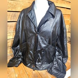 Leather Look Black Jacket Size 2xl from Shein‎ Curve